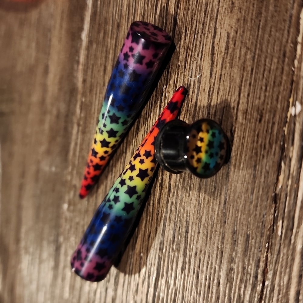 Rainbow 7/16" Ear Tapers and Plug